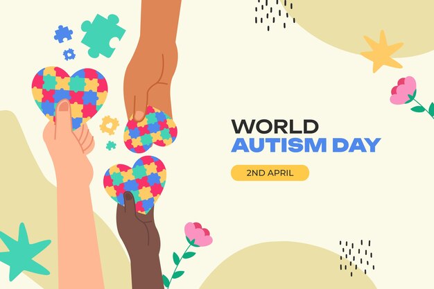 Fondo plano para el Día Mundial de Concienciación sobre el Autismo