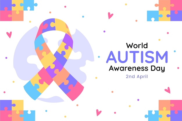 Vector gratuito fondo plano para el día mundial de concienciación sobre el autismo