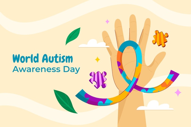 Vector gratuito fondo plano para el día mundial de concienciación sobre el autismo