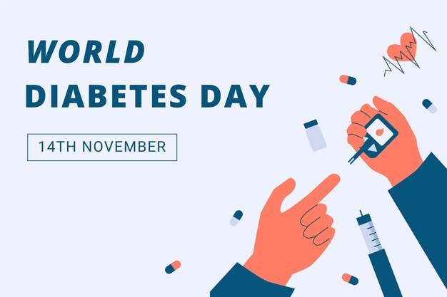 Fondo plano del día mundial de la diabetes