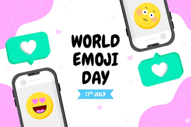 Fondo plano del día mundial del emoji con emoticonos