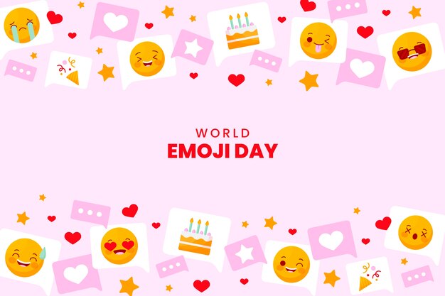 Fondo plano del día mundial del emoji con emoticonos
