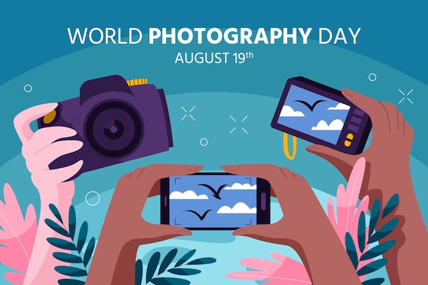 Fondo plano del día mundial de la fotografía