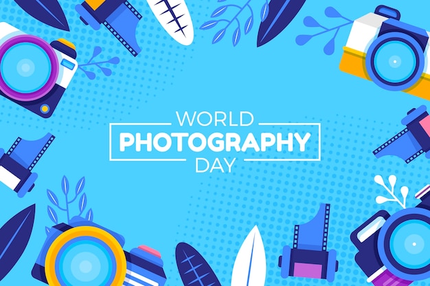 Fondo plano para el día mundial de la fotografía