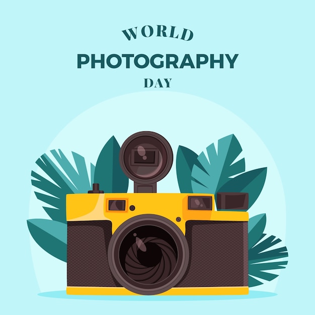 Vector gratuito fondo plano del día mundial de la fotografía