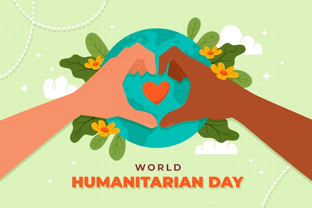 Vector gratuito fondo plano del día mundial humanitario