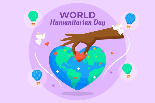 Vector gratuito fondo plano del día mundial humanitario