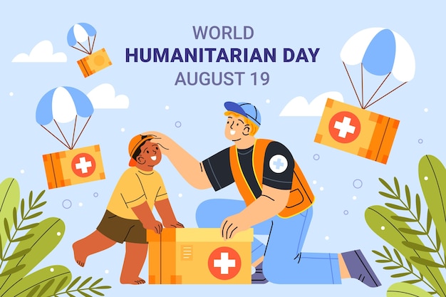 Vector gratuito fondo plano del día mundial humanitario