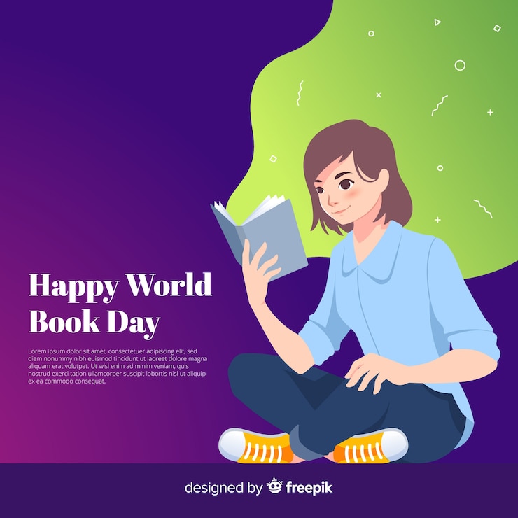 Vector gratuito fondo plano del día mundial del libro