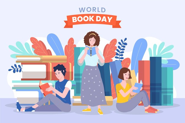 Fondo plano del día mundial del libro