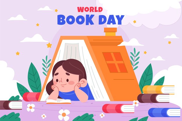 Fondo plano del día mundial del libro