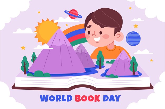 Fondo plano del día mundial del libro
