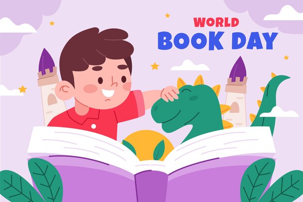 Fondo plano del día mundial del libro