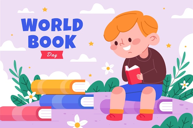 Fondo plano del día mundial del libro