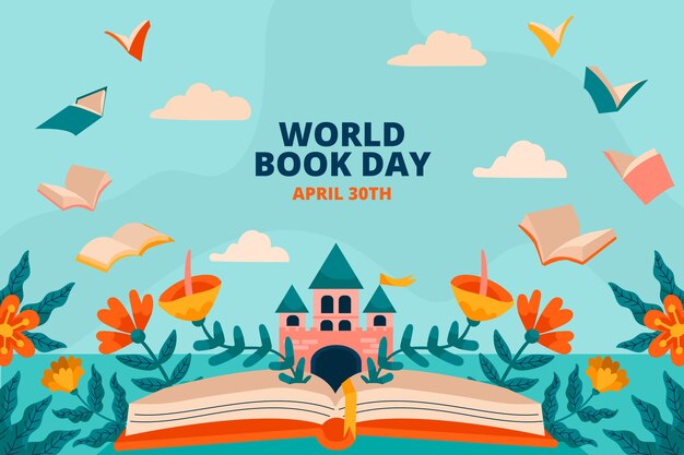 Fondo plano del día mundial del libro