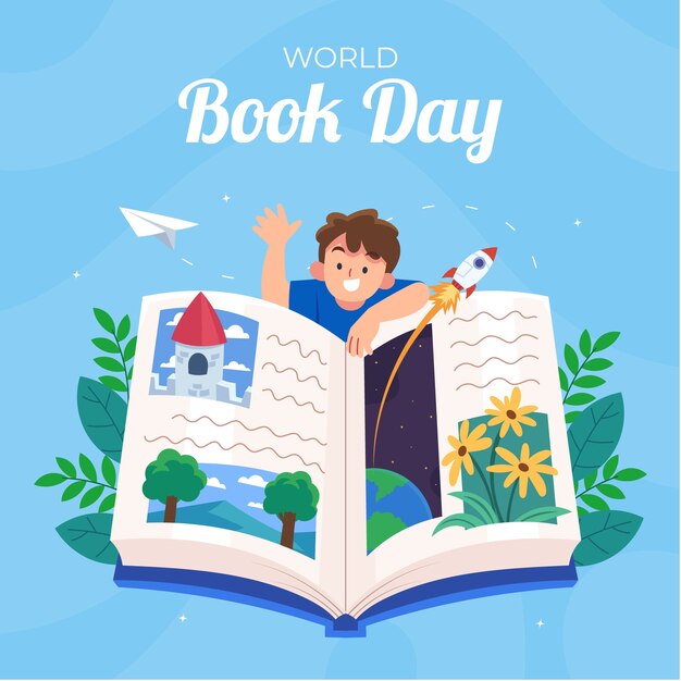 Fondo plano del día mundial del libro