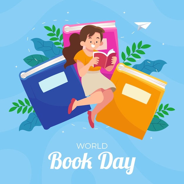 Vector gratuito fondo plano del día mundial del libro