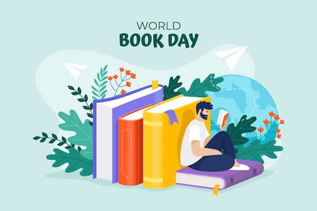 Fondo plano del día mundial del libro