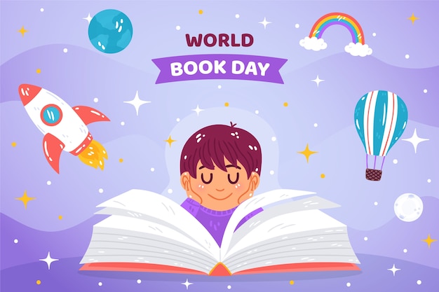 Fondo plano del día mundial del libro