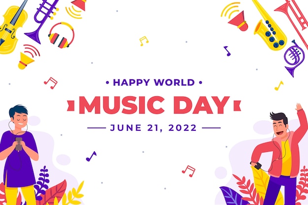 Vector gratuito fondo plano del día mundial de la música