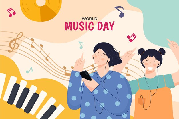 Fondo plano del día mundial de la música