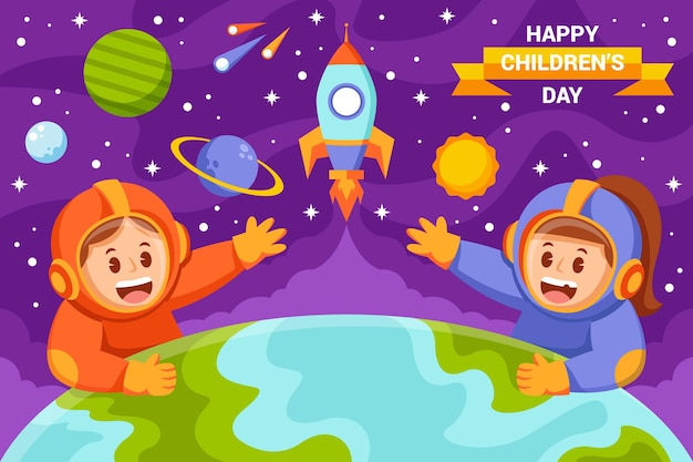 Vector gratuito fondo plano del día mundial del niño