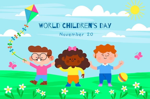 Vector gratuito fondo plano del día mundial del niño