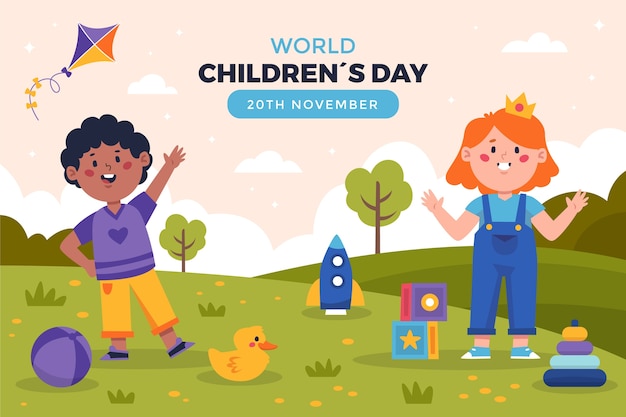 Vector gratuito fondo plano del día mundial del niño