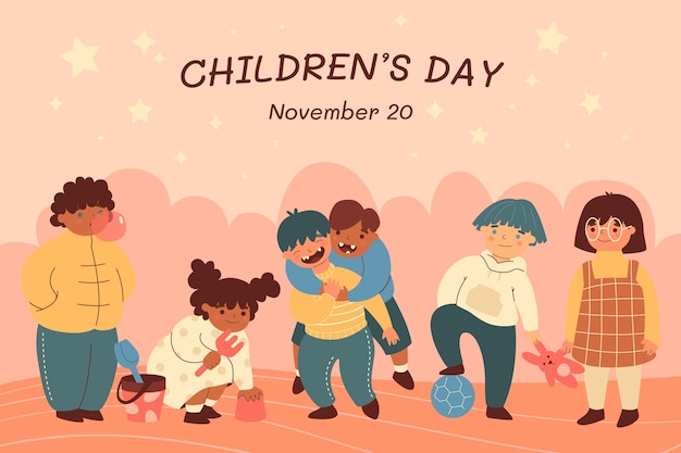 Vector gratuito fondo plano del día mundial del niño