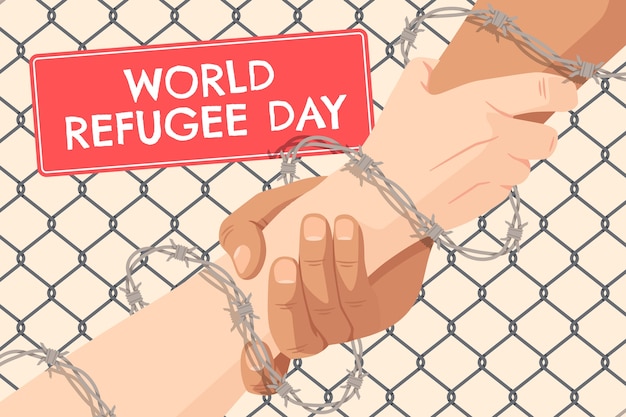 Fondo plano del día mundial de los refugiados