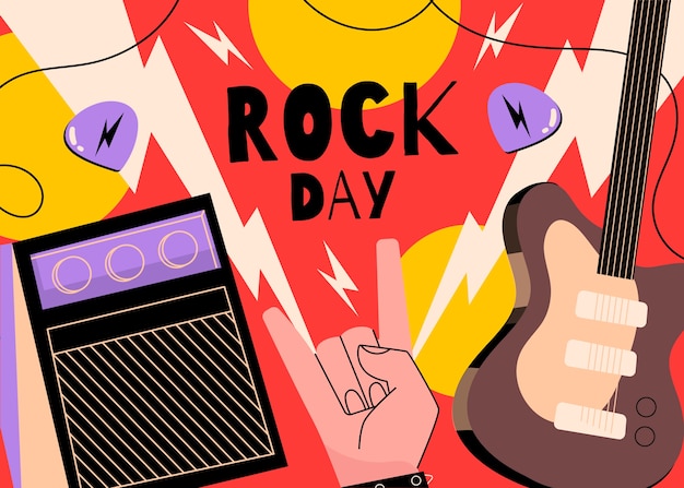 Vector gratuito fondo plano del día mundial del rock