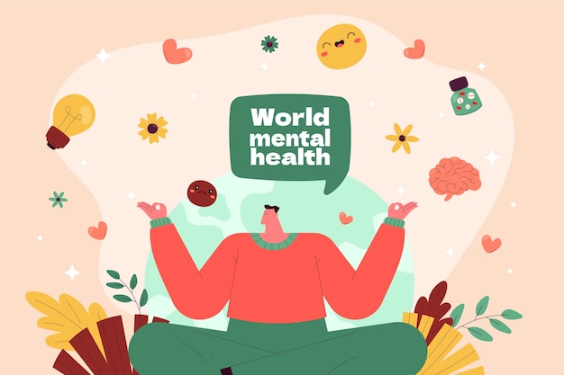 Fondo plano del día mundial de la salud mental