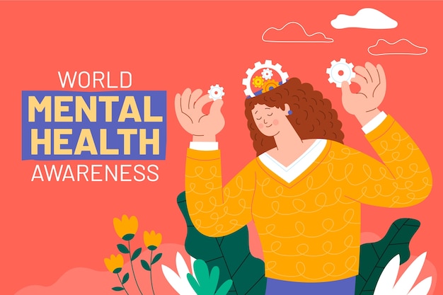 Fondo plano del día mundial de la salud mental