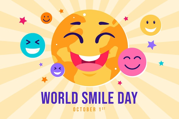 Vector gratuito fondo plano del día mundial de la sonrisa