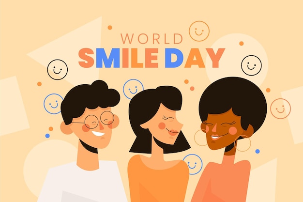 Vector gratuito fondo plano del día mundial de la sonrisa