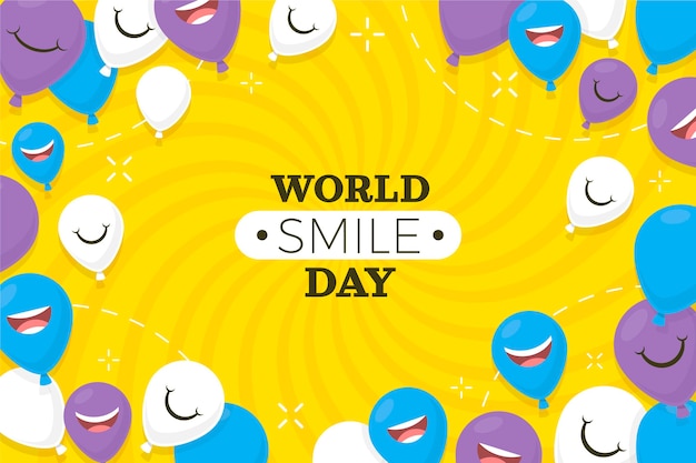 Vector gratuito fondo plano del día mundial de la sonrisa