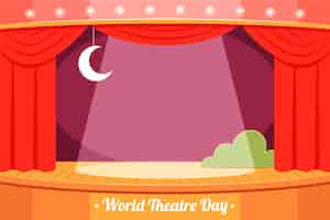 Vector gratuito fondo plano del día mundial del teatro