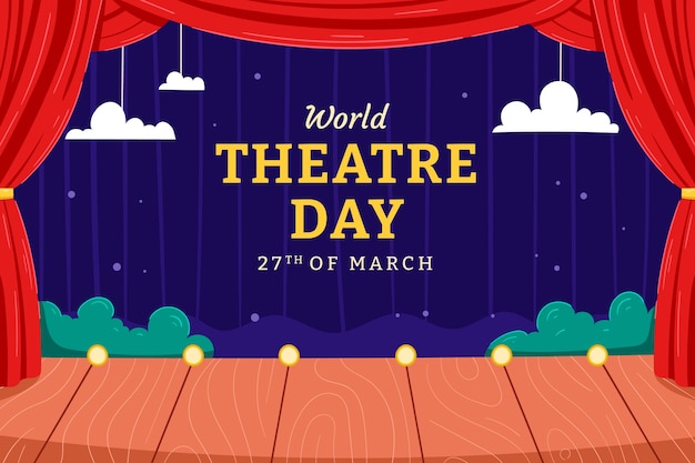 Fondo plano del día mundial del teatro