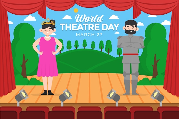 Fondo plano del día mundial del teatro