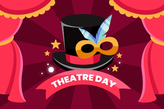 Fondo plano del día mundial del teatro