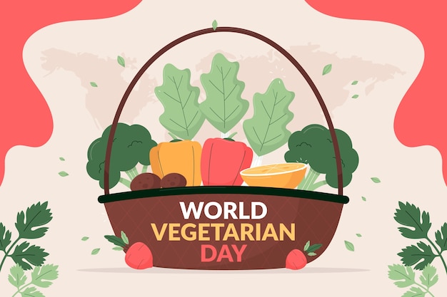 Vector gratuito fondo plano para el día mundial del vegetarianismo