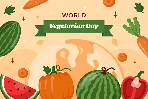 Vector gratuito fondo plano para el día mundial del vegetarianismo