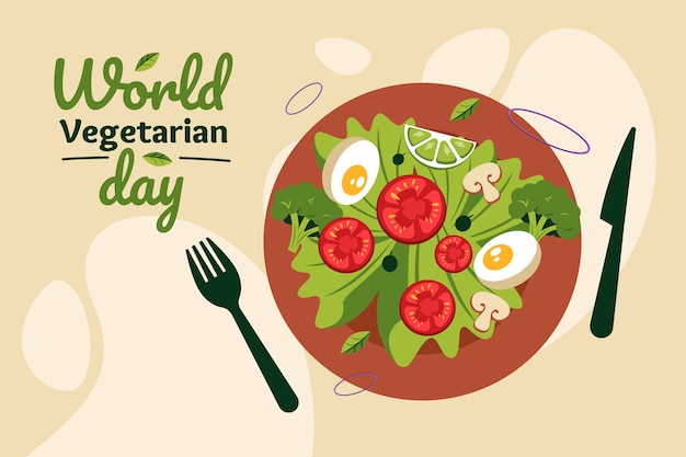 Fondo plano para el día mundial del vegetarianismo