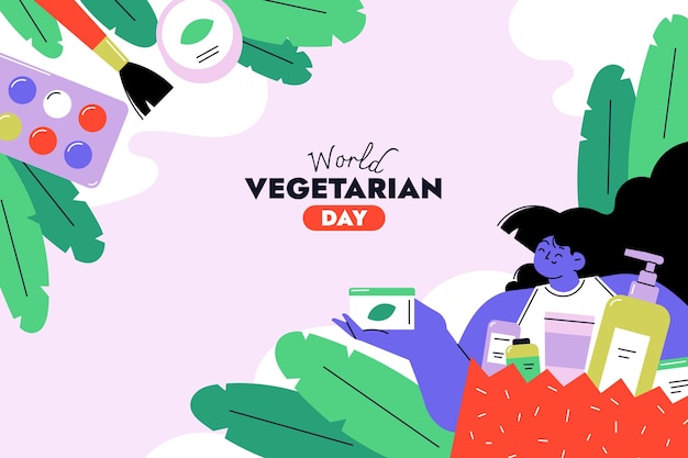 Vector gratuito fondo plano para el día mundial del vegetarianismo