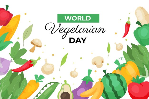 Fondo plano del día mundial del vegetariano