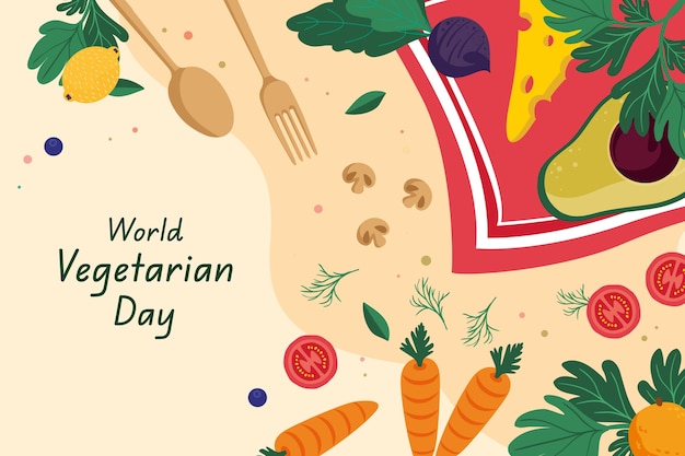 Vector gratuito fondo plano del día mundial del vegetariano