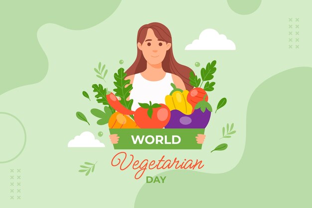 Fondo plano del día mundial del vegetariano