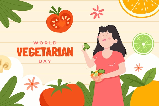 Fondo plano del día mundial del vegetariano