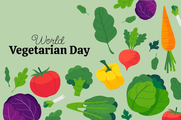 Vector gratuito fondo plano del día mundial del vegetariano