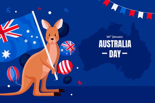 Vector gratuito fondo plano para el día nacional australiano